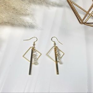 Hypoallergenic Square Herkimer earrings with Bar